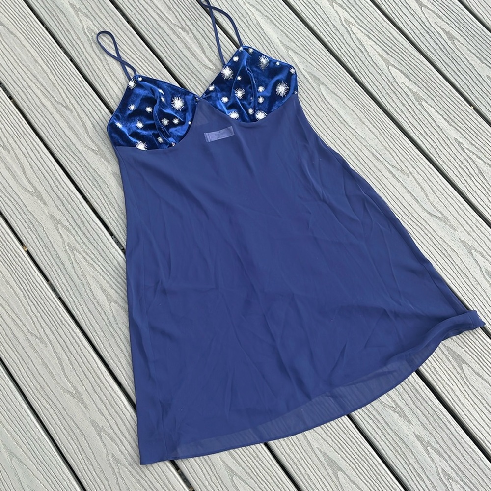 ❄️ Navy Blue Chemise with Sparkle and Sheer Body